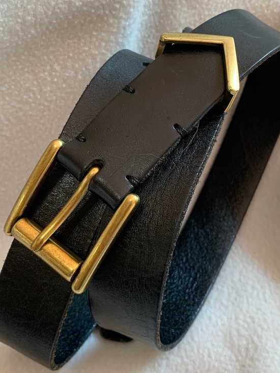 Vintage Fossil Black Leather Angular Loop Belt main image 9